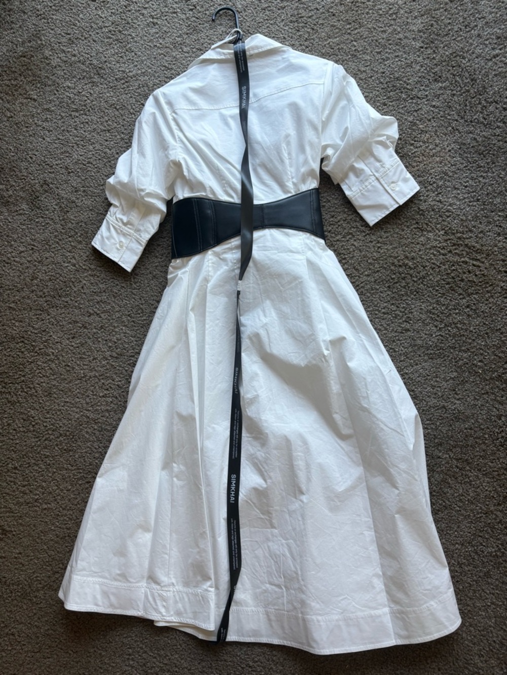 Jonathan Simkhai White Shirt Midi Dress with Black Belt - Picture 9 of 12